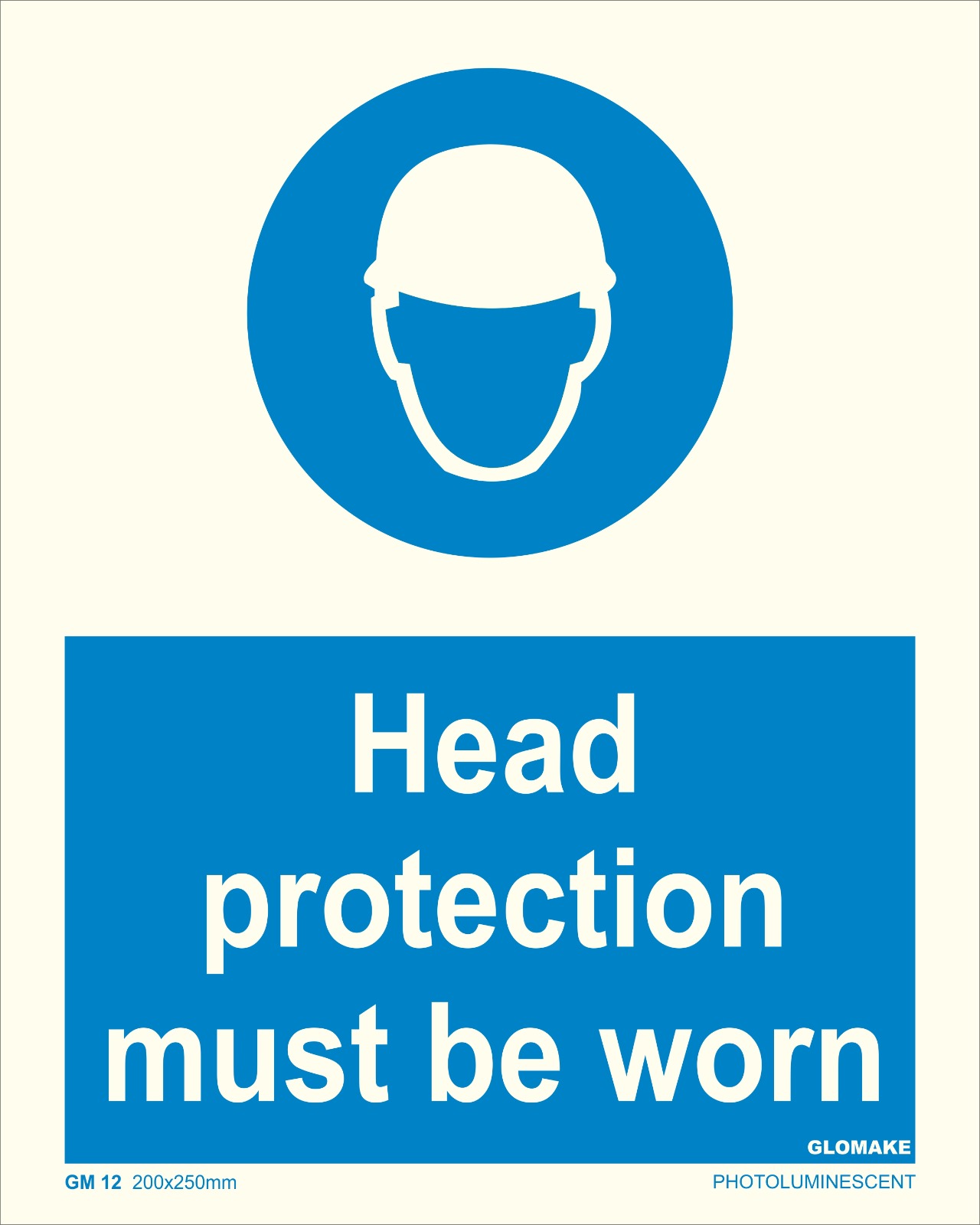 HEAD PROTECTION MUST BE WORN 
(GM 12)